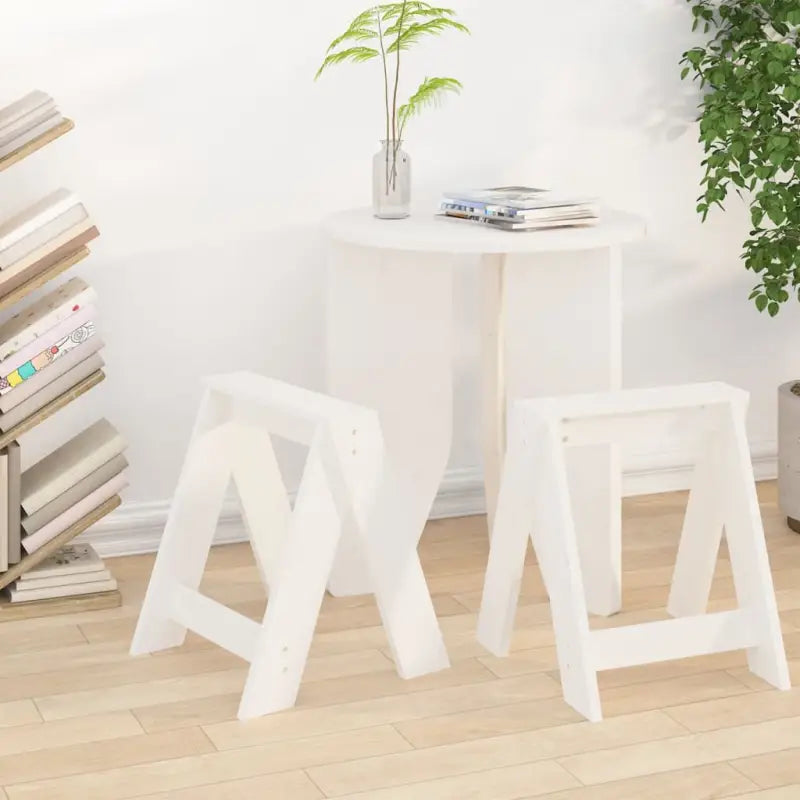 Rustieke krukken van massief grenenhout voor je interieur - Wit / 40 x 40 x 45 cm / 2 - Klapstoelen & krukken