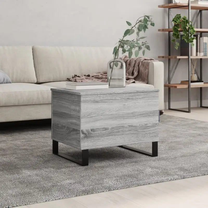 Salontafel bewerkt hout metalen poten met lift-top functionaliteit - Grijs sonoma / 1 - Salontafels