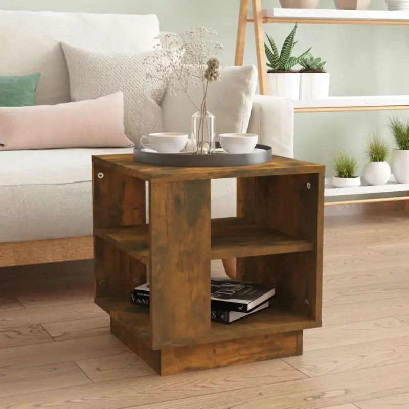 Salontafel in grijs sonoma bewerkt hout met modern ontwerp - Gerookt eiken / 40 x 40 x 43 cm / 1 - Salontafels