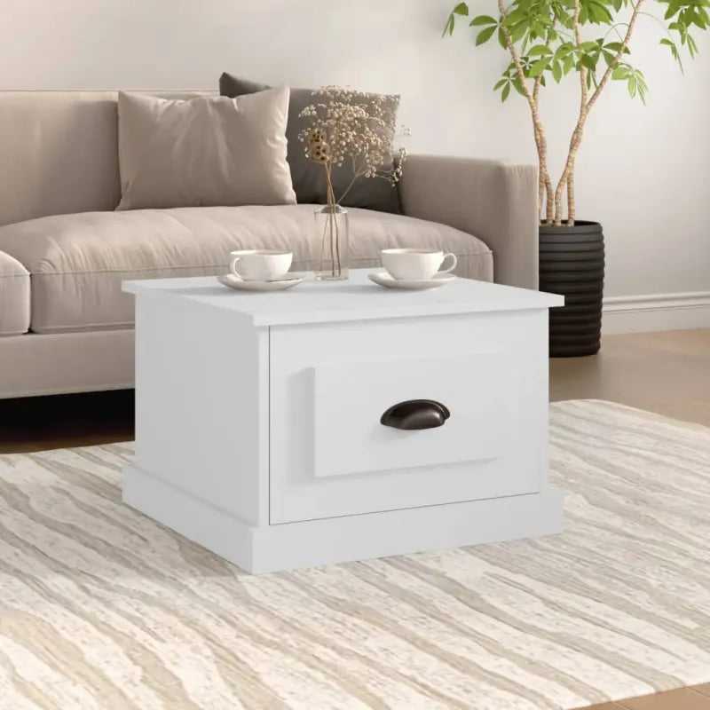 Salontafel met bewerkt hout en hoogglans wit voor een unieke uitstraling - Wit / 1 - Salontafels