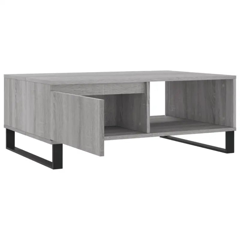 Salontafel met bewerkt hout en ijzeren poten in grijs Sonoma - Salontafels