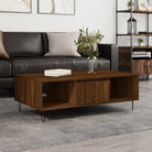 Salontafel met bewerkt hout en ijzeren poten voor een stijlvolle woonkamer - bruin eikenkleur / 1 - Salontafels