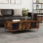 Salontafel met bewerkt hout en ijzeren poten voor een stijlvolle woonkamer - Gerookt eiken / 1 - Salontafels