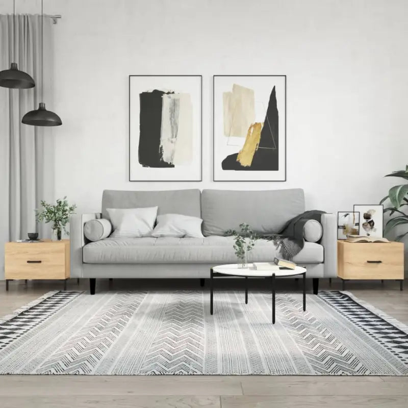 Salontafel met bewerkt hout en ijzeren poten voor elegante woonruimte - Sonoma eiken / 2 - Salontafels