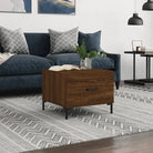 Salontafel met bewerkt hout en ijzeren poten voor elegante woonruimte - bruin eikenkleur / 1 - Salontafels