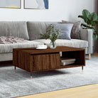 Salontafel met bewerkt hout en ijzeren poten voor stijl en functionaliteit - bruin eikenkleur / 1 - Salontafels