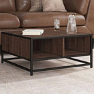 Salontafel met bewerkt hout en metalen frame in industriële stijl - brown oak and black / 60.5 x 60.5 x 30 cm / 1