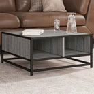 Salontafel met bewerkt hout en metalen frame in industriële stijl - grey sonoma and black / 60.5 x 60.5 x 30 cm / 1