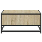 Salontafel met bewerkt hout en metalen frame in industriële stijl - Salontafels