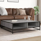 Salontafel met bewerkt hout en metalen frame in industriële stijl - grey sonoma and black / 100 x 100 x 30 cm / 1