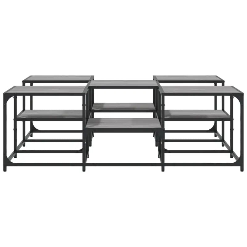 Salontafel met bewerkt hout en metalen frame met verstelbare poten - Salontafels