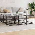 Salontafel met bewerkt hout en metalen frame met verstelbare poten - Grijs sonoma / 121 x 121 x 40 cm / 1 - Salontafels