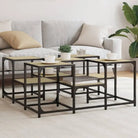 Salontafel met bewerkt hout en metalen frame met verstelbare poten - Sonoma eiken / 91 x 91 x 40 cm / 1 - Salontafels