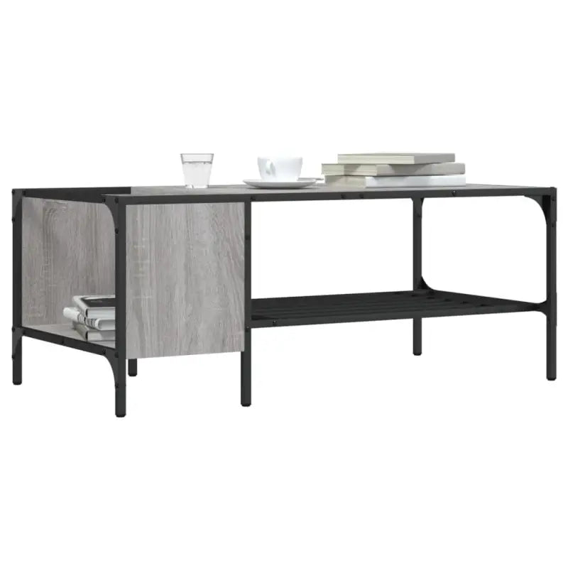 Salontafel met bewerkt hout en metalen frame voor binnen handbereik - Grijs sonoma / 1 - Salontafels