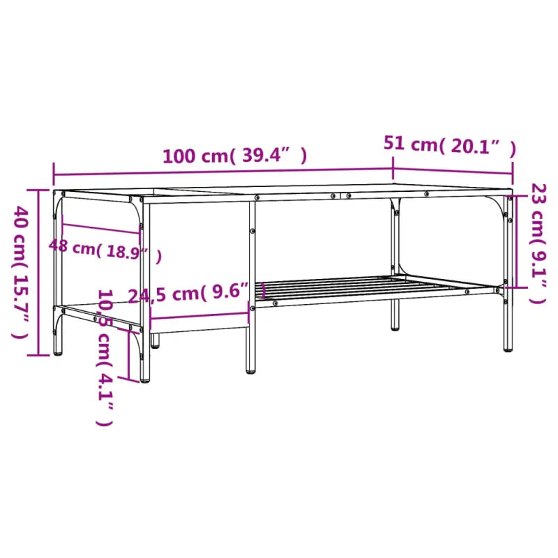 Salontafel met bewerkt hout en metalen frame voor binnen handbereik - Salontafels