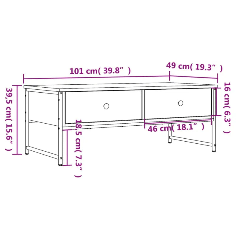 Salontafel met bewerkt hout en metalen frame voor binnen handbereik - Salontafels