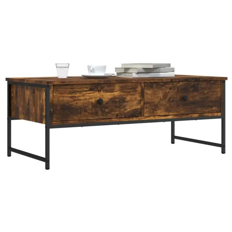 Salontafel met bewerkt hout en metalen frame voor binnen handbereik - Salontafels