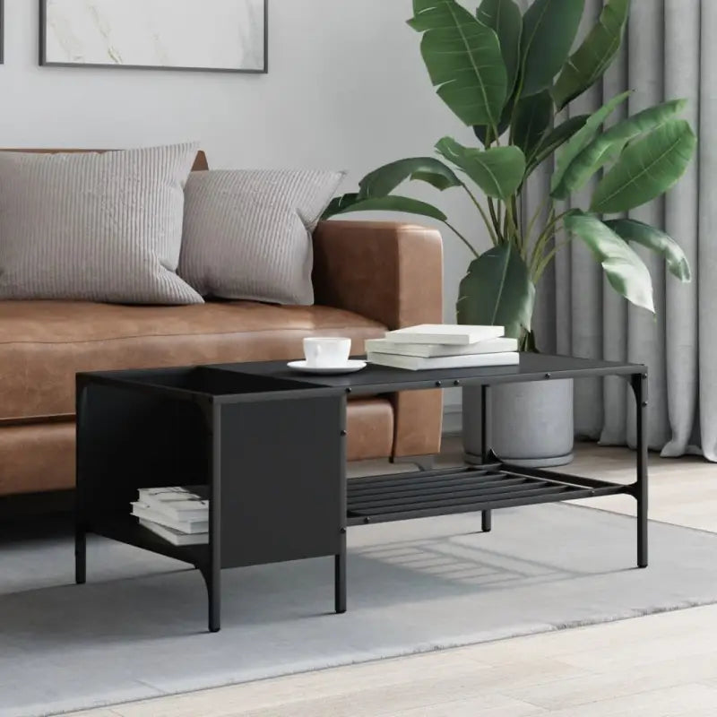 Salontafel met bewerkt hout en metalen frame voor binnen handbereik - Salontafels