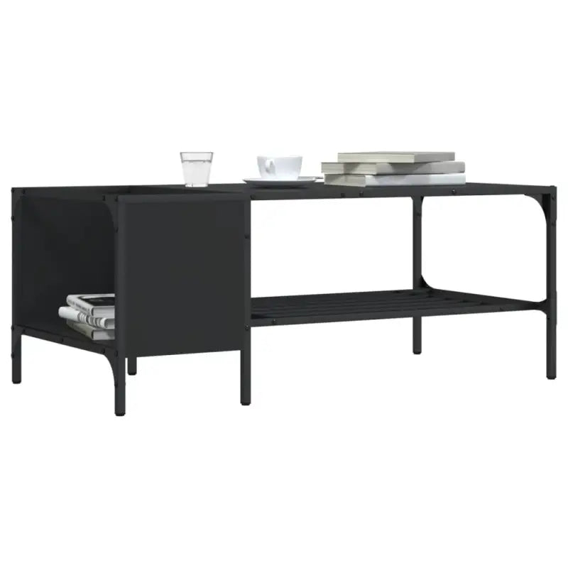 Salontafel met bewerkt hout en metalen frame voor binnen handbereik - Zwart / 1 - Salontafels