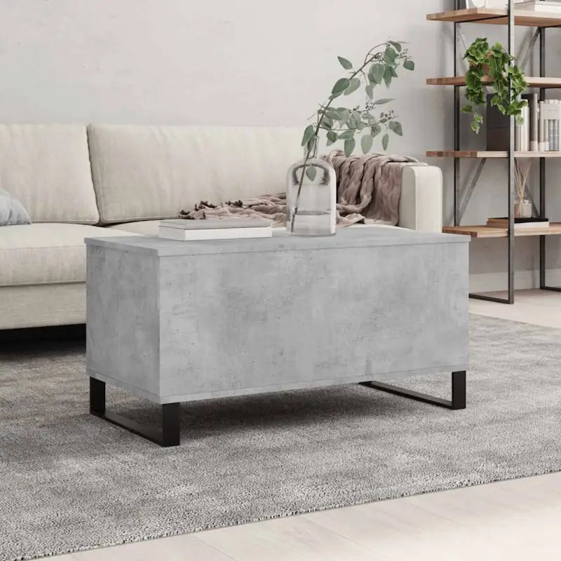 Salontafel met bewerkt hout en metalen poten met lift-top functie - Betongrijs / 1 - Salontafels