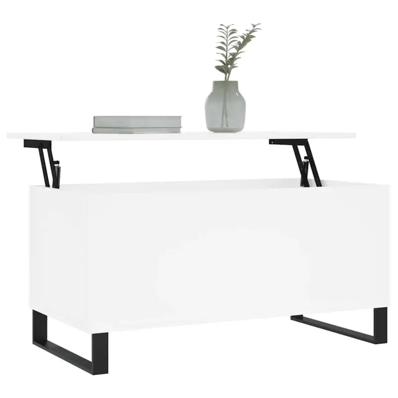 Salontafel met bewerkt hout en metalen poten met lift-top functie - Salontafels