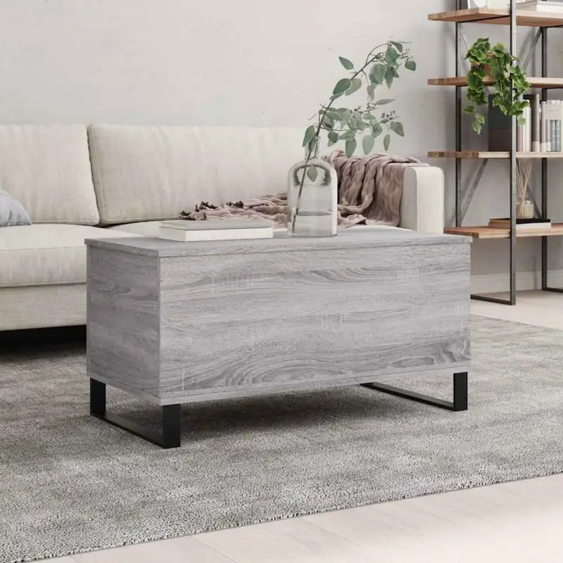 Salontafel met bewerkt hout en metalen poten met lift-top functie - Grijs sonoma / 1 - Salontafels