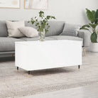 Salontafel met bewerkt hout en metalen poten met lift-top functie - Wit / 1 - Salontafels