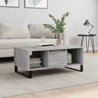 Salontafel met bewerkt hout en metalen poten voor een elegante woonkamer - Grijs sonoma / 1 - Salontafels