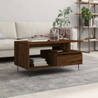 Salontafel met bewerkt hout en metalen poten voor een elegante woonkamer - bruin eikenkleur / 1 - Salontafels