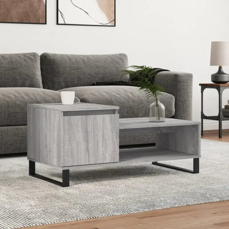 Salontafel met bewerkt hout en metalen poten voor een elegante woonkamer - Grijs sonoma / 1 - Salontafels
