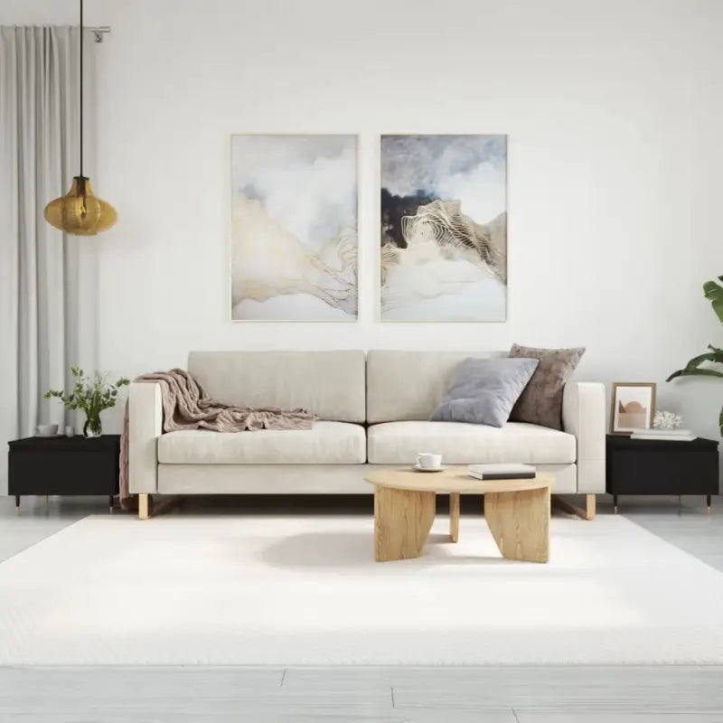 Salontafel met bewerkt hout en metalen poten voor een stijlvolle woonkamer - Zwart / 2 - Salontafels