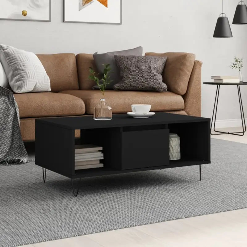 Salontafel met bewerkt hout en metalen poten voor elegante woonkamer - Salontafels