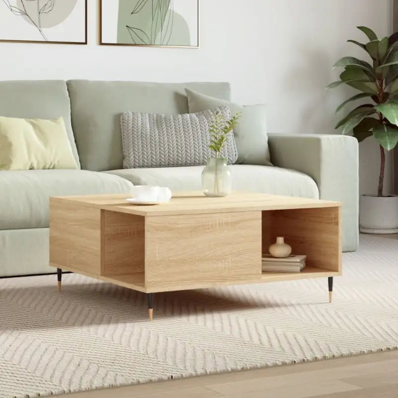 Salontafel met bewerkt hout en metalen poten voor stijlvolle woonkamers - Sonoma eiken / 1 - Salontafels
