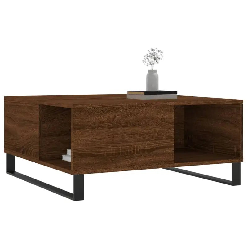 Salontafel met bewerkt hout en metalen poten voor stijlvolle woonruimte - Salontafels