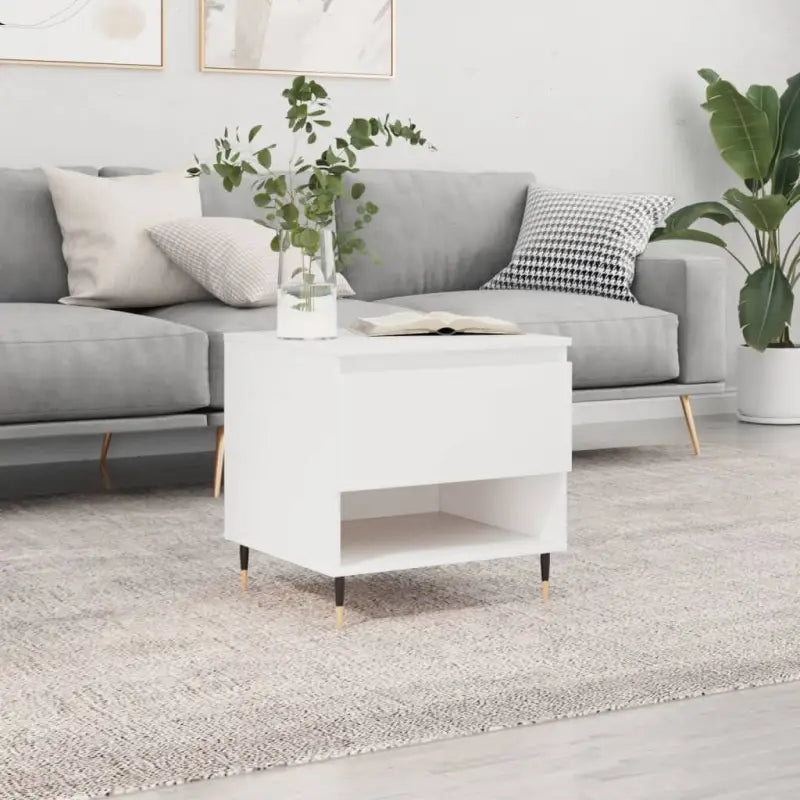 Salontafel met bewerkt hout en metalen poten voor stijlvolle woonruimte - Wit / 1 - Salontafels