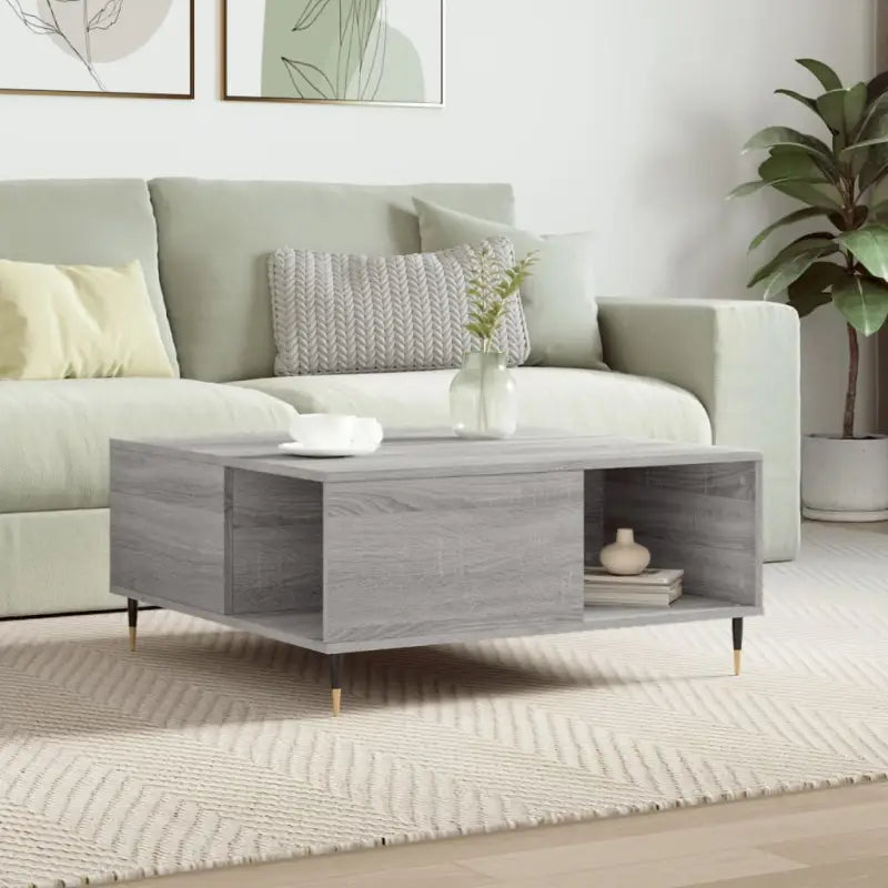 Salontafel met bewerkt hout en metalen poten voor stijlvolle woonkamers - Grijs sonoma / 1 - Salontafels