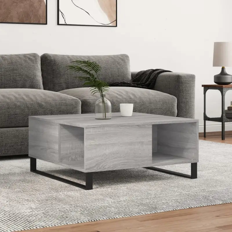 Salontafel met bewerkt hout en metalen poten voor stijlvolle woonruimte - Grijs sonoma / 1 - Salontafels