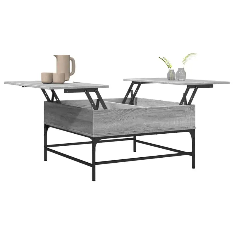 Salontafel met bewerkt hout en verstelbare poten in grijs sonoma - Salontafels