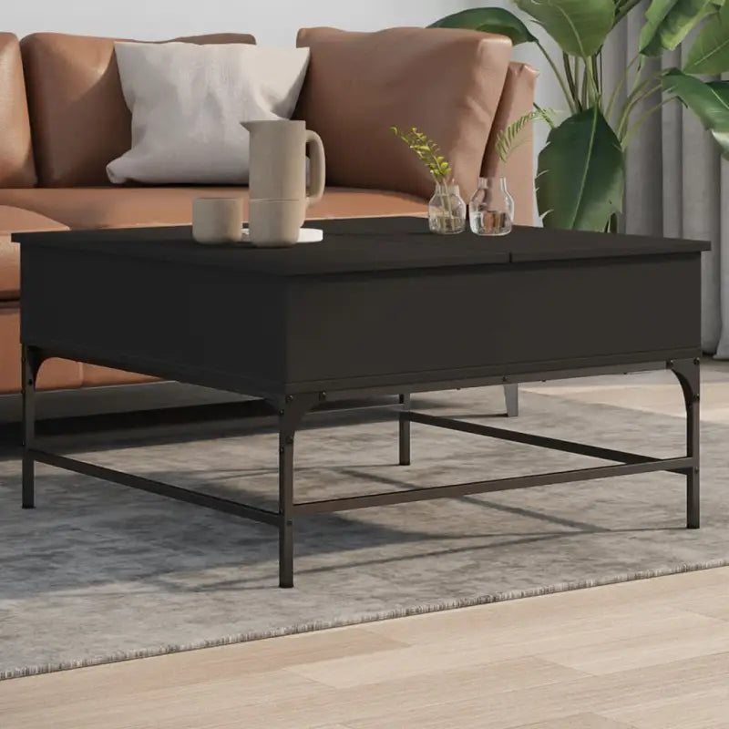 Salontafel met bewerkt hout en verstelbare poten in grijs sonoma - Zwart / 80 x 80 x 45 cm / 1 - Salontafels