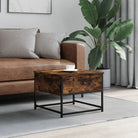 Salontafel met bewerkt hout en verstelbare poten voor elegantie - Gerookt eiken / 1 / 51 cm - Salontafels