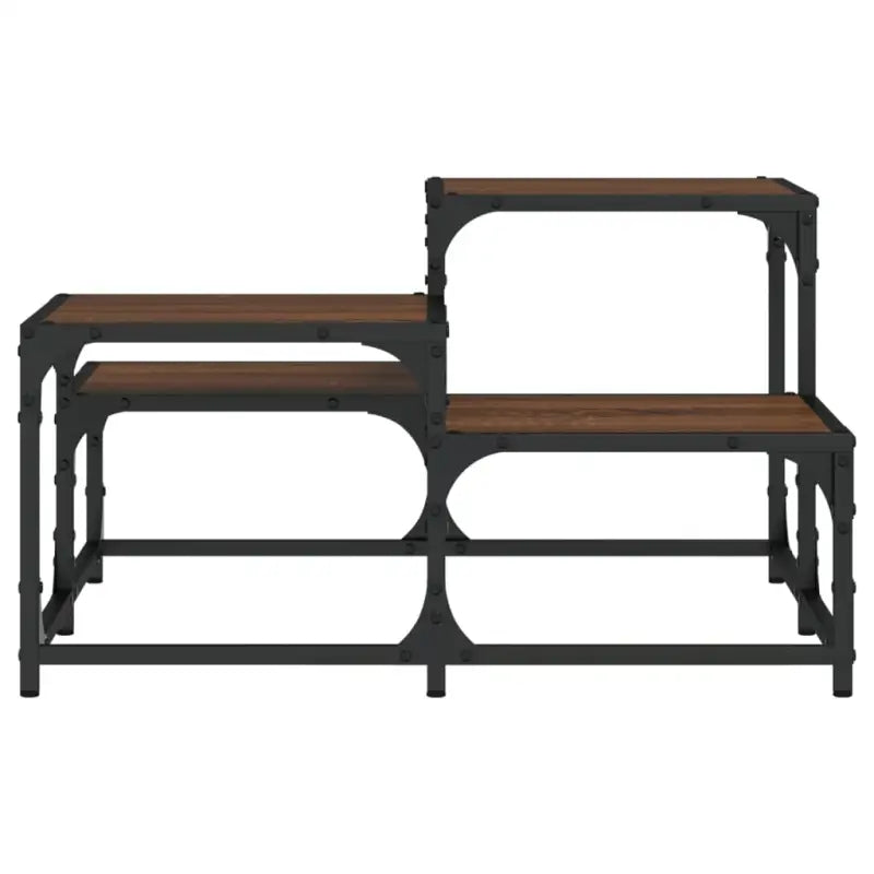 Salontafel met bewerkt hout metalen frame en verstelbare poten - Salontafels