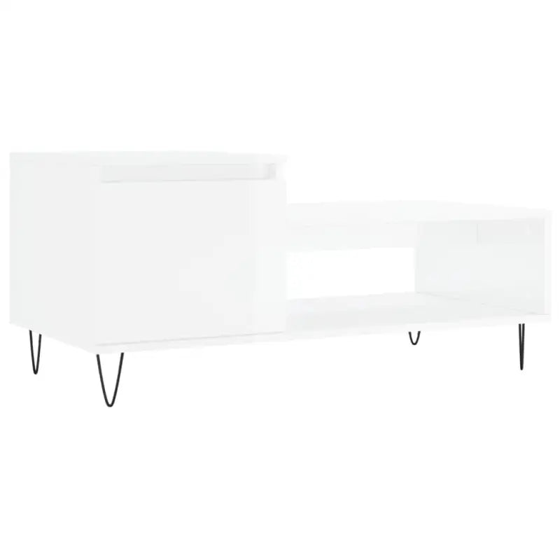 Salontafel met bewerkt hout metalen poten en hoogglans wit afwerking - Salontafels