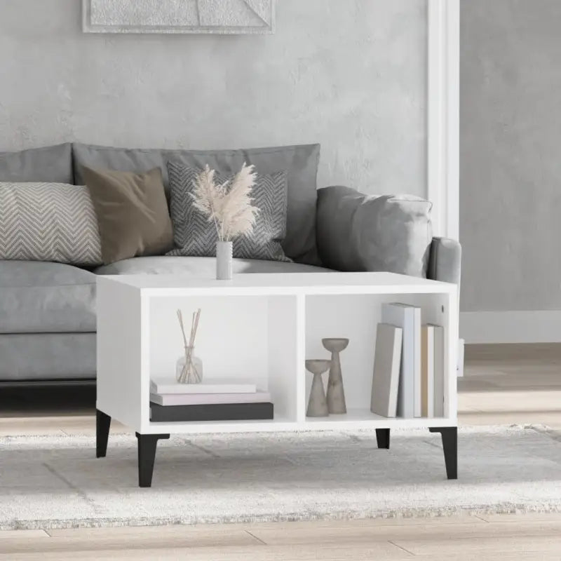 Salontafel met bewerkt hout voor industriële charme en opbergruimte - Wit / 1 - Salontafels