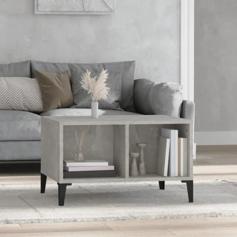 Salontafel met bewerkt hout voor industriële charme en opbergruimte - Betongrijs / 1 - Salontafels