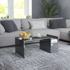 Salontafel met geometrische vorm en bewerkt hout voor een chique look - Hoogglans grijs / 1 - Salontafels