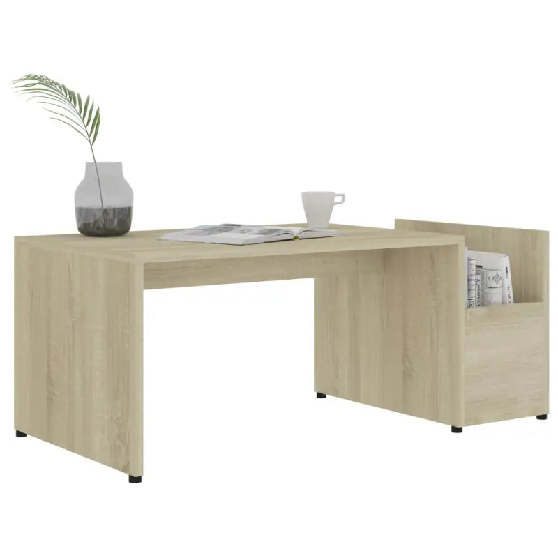 Salontafel met geometrische vorm en bewerkt hout voor een chique look - Salontafels