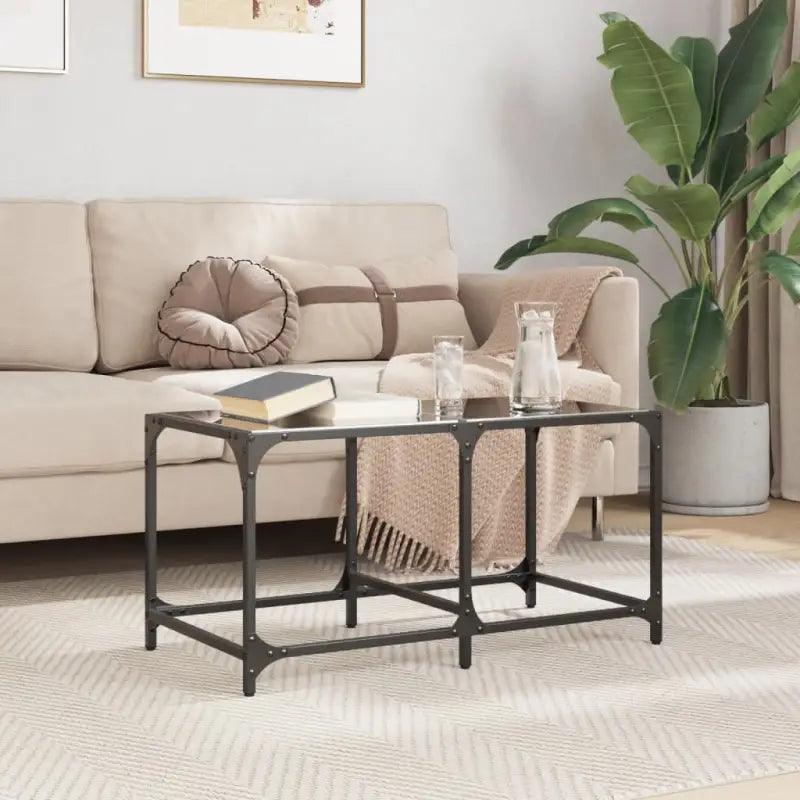 Salontafel met glazen blad voor een elegante woonkamer uitstraling - Zwart glas / 78.5 x 40 x 40 cm / 1 - Salontafels