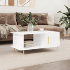 Salontafel met hoogglans wit afwerking en ijzeren poten van bewerkt hout - Hoogglans wit / 1 - Salontafels