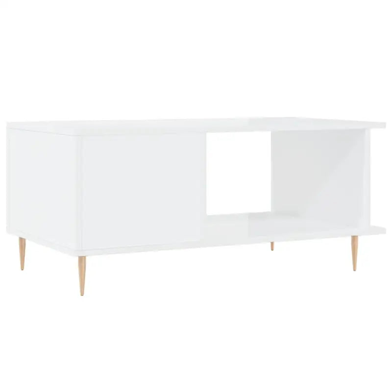 Salontafel met hoogglans wit afwerking en ijzeren poten van bewerkt hout - Salontafels