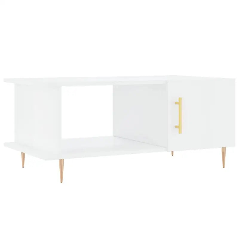 Salontafel met hoogglans wit afwerking en ijzeren poten van bewerkt hout - Salontafels